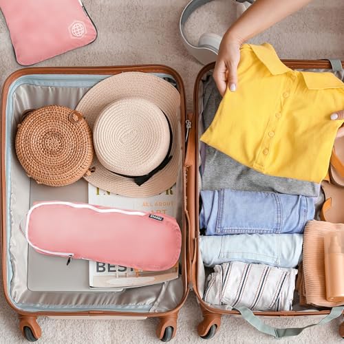 TRIPPED Travel Gear Compression Packing Cubes for Carry-On Travel 6-Pack - color: Pink, size: 6 Piece