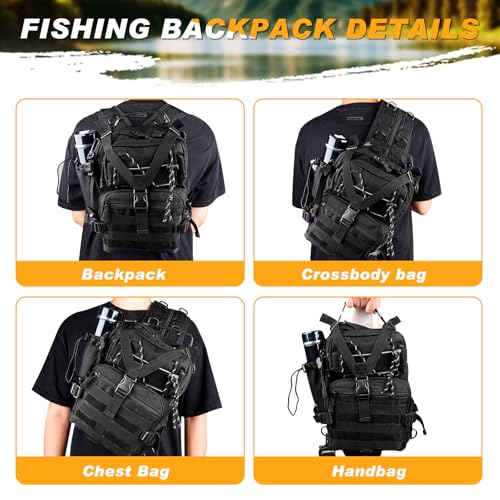 139PCS Tackle Box Backpack,Fishing Backpack with Accessories,Tackle Bag Fishing Tool Kit Fish Pliers Salt Water Fishing Tackle Set for Men Women Gifts (Black) - color: Black
