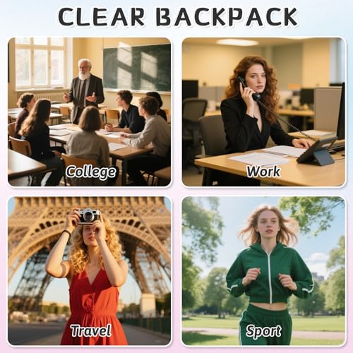 Clear Backpacks for School, Clear Backpack Heavy Duty Stadium Approved, TPU Waterproof See Through Backpack with Reflective Strips, Large clear Backbag for Travel, Work, Concerts, Girls & Boys
