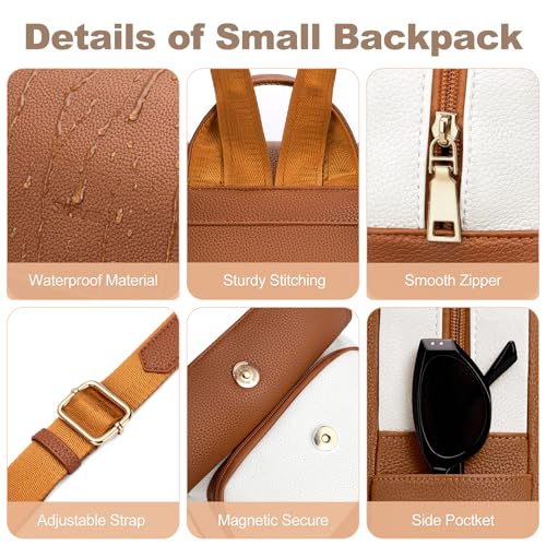 SYTRAH Mini Backpack Purse for Women, Causal Small Backpack with Built-in RFID Wallet & 11" Tablet Sleeve, Stylish Travel Daypack for Daily Beige Brown - color: Beige Brown