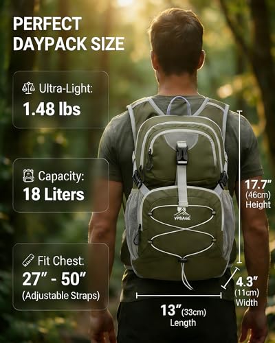 VPBAGE Hydration Backpack with 2L Bladder β Thermal Insulated Water Pack for Hiking, Skiing, Running β Lightweight Daypack for Men & Women, Soft-Lined Sunglasses Pocket & Large Waist Pockets - color: Olive Green