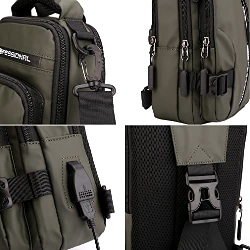 Leather Sling Bag Crossbody Backpack for Men Women Travel Outdoor Camping - color: #29black(nylon)