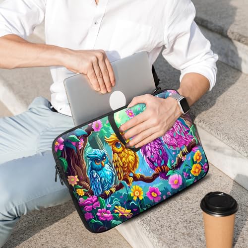 14 15 15.4 15.6 inch Laptop Handle Bag Computer Bag, Pouch Holder Notebook Sleeve Cover Soft Case Compatible for Dell,Lenovo,Toshiba HP, Asus Notebook-Four Owls - color: Four owls