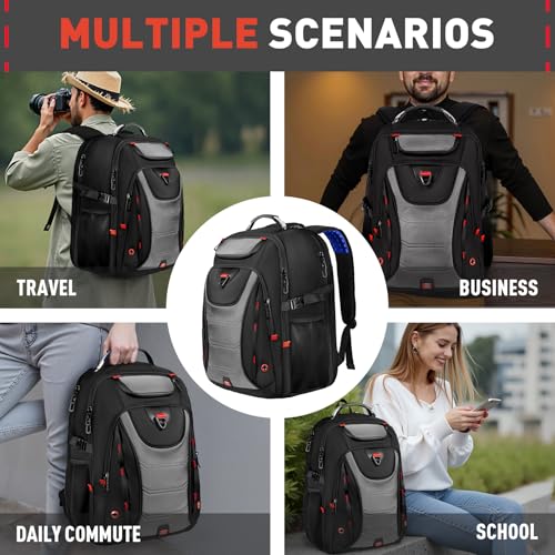 Z-MGKISS Large Travel Backpack, 18.4 Inch Laptop backpack for men, Business Work Bag with USB Charging Port, Water Resistant, Extra large Backpacks, TSA Flight Approved, Grey - color: Grey-1