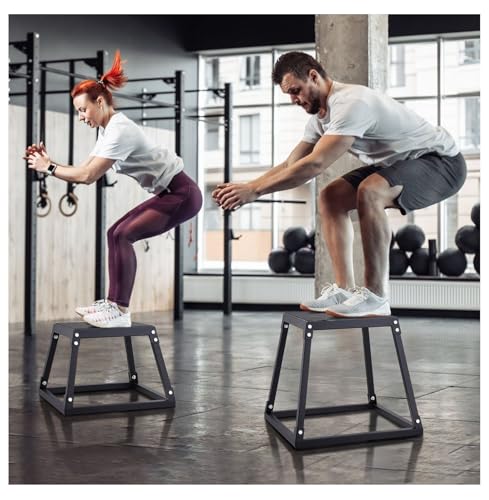 Plyometric Jump Box 18 Inch - Steel Plyo Box for Fitness, Agility Training - Anti-Slip Workout Platform for Home Gym - Strength & Conditioning - Black