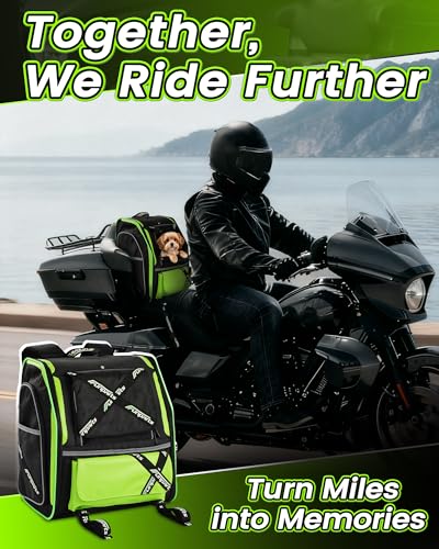 Funparts Motorcycle Dog Carrier Backpack Pet Riding Travel Carrier for Small Dogs Cats Under 18 lbs Escape-Proof High Ventilation for Street Glide Touring Trike Can-Am Models with Passenger Seat