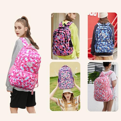 Bansusu Geometric Print Kids Backpack for Girls Boys School Bag Bookbags - color: Black-a, size: Large-A