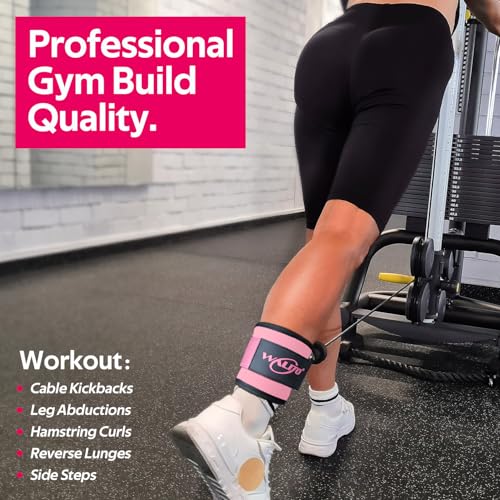 WALITO Ankle Resistance Bands with Cuffs, Exercise Bands for Legs and Butt, Booty Workout Equipment for Kickbacks and Hip Fitness Training - color: Pink