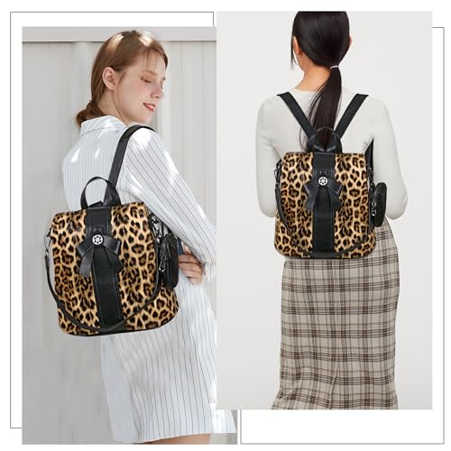ZOCAI Backpack Purse for Women Fashion Backpack Purses PU Leather Daypacks Anti-Theft Shoulder Bag Satchel Purse - color: Brown Leopard