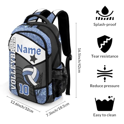 Volleyball Blue Print Personalized School Backpack Waterproof Laptop Bag for Woman Man - color: Muilti 10