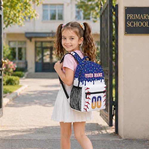 Personalized Baseball Drip Backpack, Blue Ice Cream Print Travel Bag, Multi Pocket Everyday Backpack (#4) - color: #4