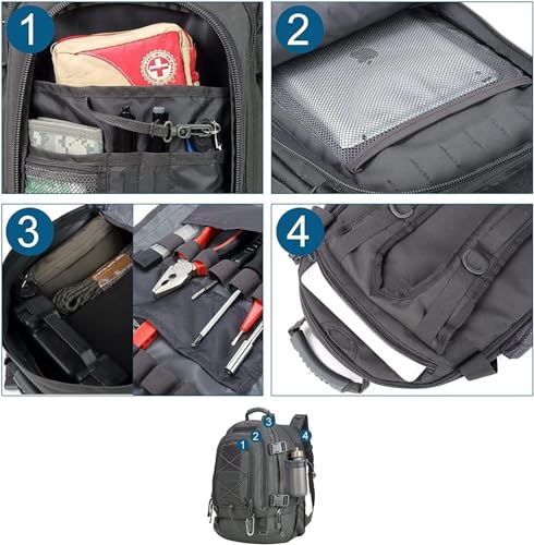 Expandable 40-64L Military Tactical Backpack 3 Day Bag Hiking Gym Sport Camping - color: Gray