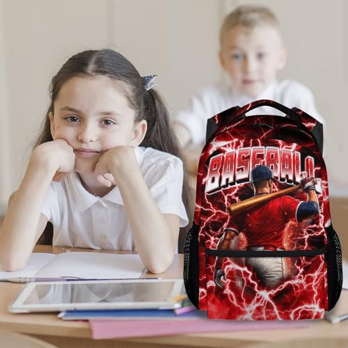 UNIKITTY Baseball Backpack for Boys Kids School Bag - 17 Inch Durable Sports Bookbag for Youth Little Boys Elementary Middle School Students - color: Red