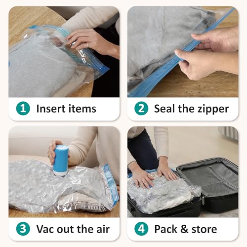 Travel Vacuum Storage Bags with Rechargeable Cordless USB Pump, 30 Combo