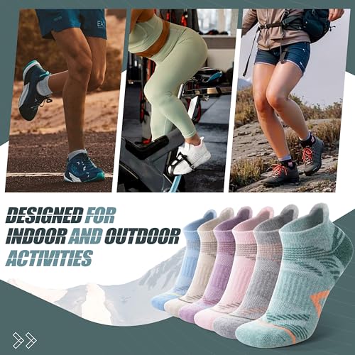 ANTSANG Merino Wool Ankle Hiking Running Socks for Women Men - color: Beige/Purple/Light Pink/Green/Grey/Blue, size: Large