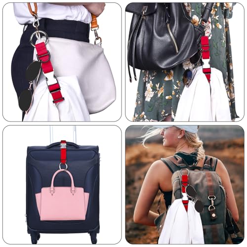 Wisdompro Jacket Gripper Strap, Add a Bag Luggage Straps Baggage Suitcase Belts Travel Accessories with Hook and D-Ring - Make Your Hands Free, Easy to Carry Your Extra Bags - Red - color: Red