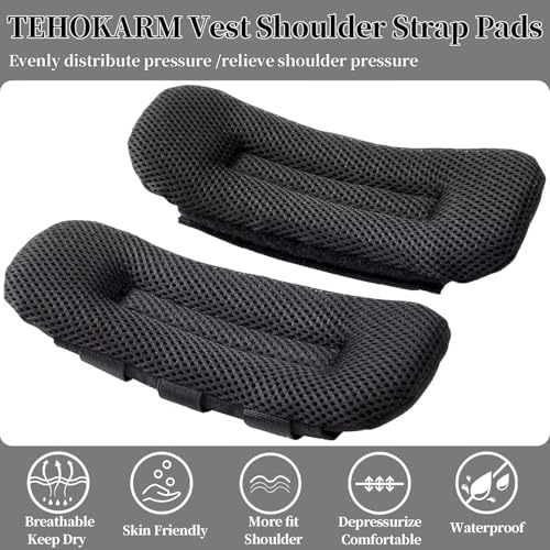 Tactical Shoulder Strap Pads, 2 Pack, Black Nylon, 3" Width, for Backpack and Vest Straps