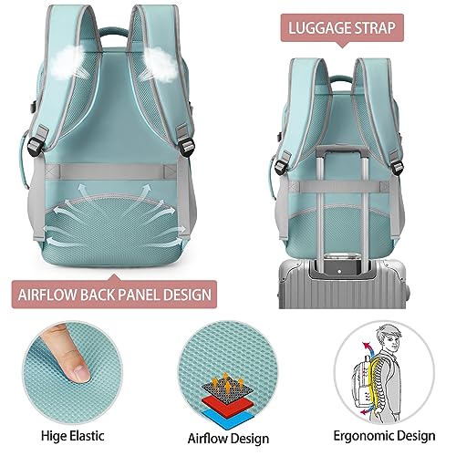 Lubardy Travel Backpack for Men Women 17 Inch Flight Approved Carry on Backpack Waterproof Large 40L Luggage Daypack Business College Weekender Overnight Laptop Backpack with 3 Packing Cubes, Green - color: Green(backpack With 3 Packing Cubes)