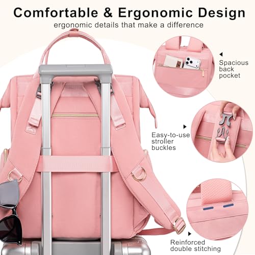 Weitars Diaper Bag Backpack Travel Diaper Backpack, Large Baby Diaper Bag with Changing Pad Baby Bag for Boys Girls, Insulated Pockets, Waterproof Baby Backpack for Mom & Maternity (Pink) - color: Pink