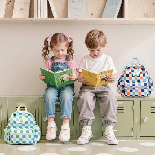 STEAMEDBUN Toddler Backpack Boys Girls 2-4, Preschool Daycare Backpack -12inch - color: Green Checkerboard, size: Mini-12"H(not fit folder)