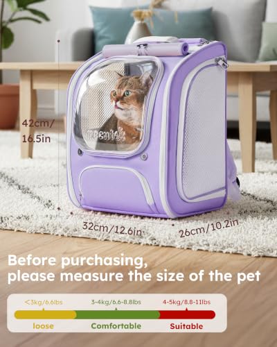 Pecute Cat Backpack Carrier,Large Space Cat Bubble Backpack,Light Purple - color: Light Purple, size: 12.6"L x 10.2"W x 16.5"H