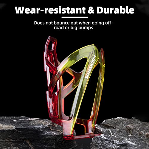 ROCKBROS Bike Water Bottle Holder Ultra-Light Bicycle Bottle Cages with Screws Tool, Universal Bike Cup Holder Rack for Road MTB Bikes… (Pack of 2) - color: Red-Yellow, size: Standard (Pack of 2)