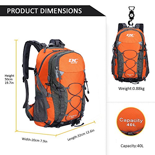 Diamond Candy Waterproof Hiking Backpack for Men and Women, Lightweight Day Pack for Travel Camping | Waterproof - color: Orange