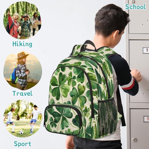 St. Patrick's Day Clover Laptop Backpack for Women Men, 18.3 Inch Travel Work Backpacks, Green Shamrock Irish Waterproof Computer Casual Daypack Nurse Teacher Bags - color: Multicolor 1