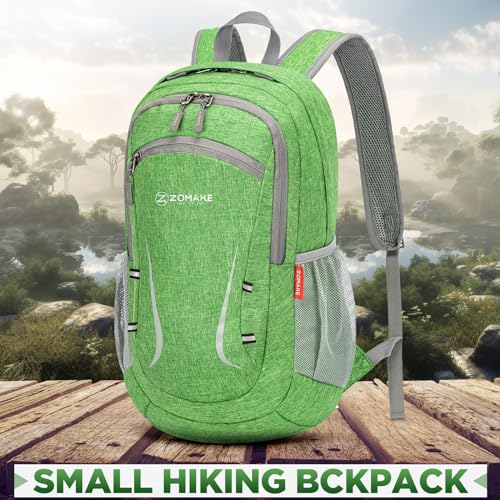 ZOMAKE Ultra Lightweight Packable Backpack 20L,Small Foldable Backpacks Hiking Water Resistant Collapsible Daypack for Women Men(Dark Green) - color: Dark Green, size: 20L