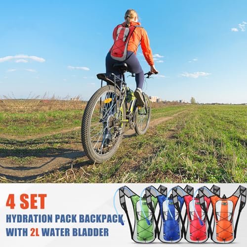 Chunful Hydration Backpack with 2L Water Bladder, Lightweight Hydration Pack Outdoor Water Backpack for Men Women Running Cycling Biking Climbing - color: Brightcolor