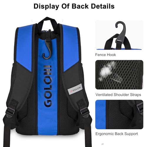 Goloni 40L Baseball Bag, Softball Bat Bag with Shoes Compartment,Fence Hook,Backpack for Baseball, T-Ball & Softball Equipment & Gear - color: Blue
