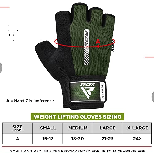 RDX Weight Lifting Gloves Gym Fitness Workout, Anti Slip Padded Full Palm Protection, Ultra Ventilated, Bodybuilding Strength Training HIIT WOD Exercise, Half Finger Men Women Cycling Rowing Climbing - color: Army Green, size: Small