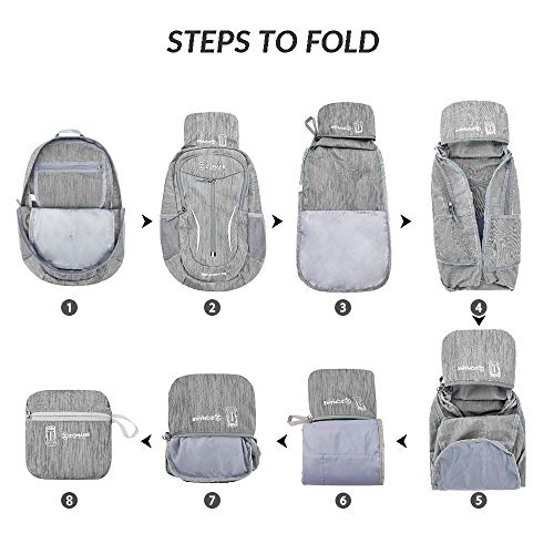 ZOMAKE 25L Ultra Lightweight Packable Backpack, Foldable Hiking Backpacks Water Resistant Small Folding Daypack for Travel(Silver Gray) - color: Silver Gray