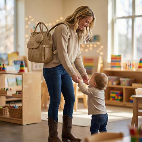 Montana West Wrangler Diaper Bag Backpack Baby Essentials Bag Quilted Travel Backpacks with Insulated Pockets, Portable Changing Pad, Stroller Straps, Pacifier Case - color: Khaki
