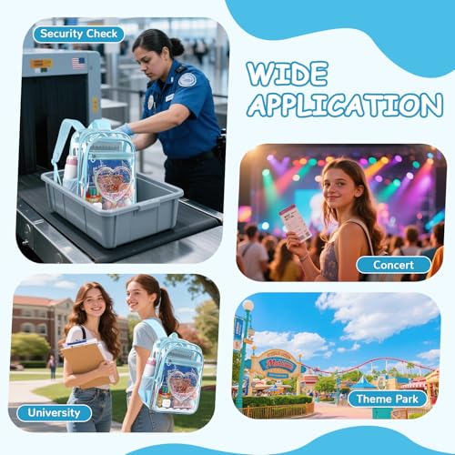 Clear Backpack, Heavy Duty Thick TPU Clear Bookbag, Transparent Bookbag Stadium Events, See Through Large Ergonomic Backpack for School Kids Girls Women Travel Security College Concert, Blue - color: Blue