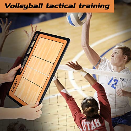 LEAP Coach Board Premium Tactical Clipboard Two Sides with Full & Half Court Dry Erase Marker Board for Basketball, Baseball, Soccer, Football, Hockey - color: Volleyball