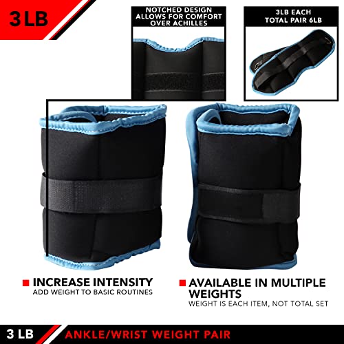 JFIT Ankle Weights - Ankle Weight Pair 10 Weight and Bundle Options - 0.5 to 8 lbs. Each (Set of 2) Adjustable Straps – Comfortable, Breathable, Moisture Absorbent Weight Straps for Men and Women - size: 3 lb Pair