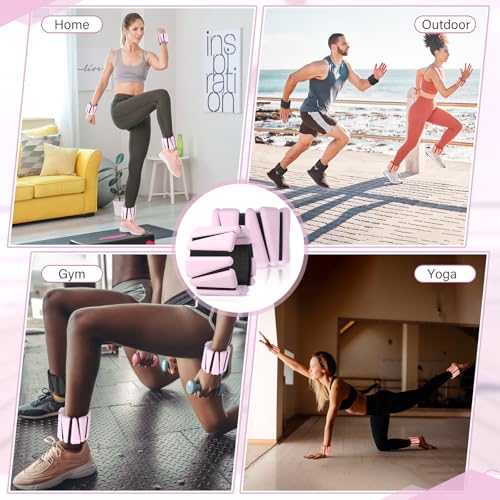 Vinsot Wrist and Ankle Weights for Women Men Set of 4(1 lb Each) adjustable Arm Leg Silicone Weighted Wristbands Bracelets for Pilates Yoga Gym Workout Running Walking Strength Training(Pink) - color: Pink