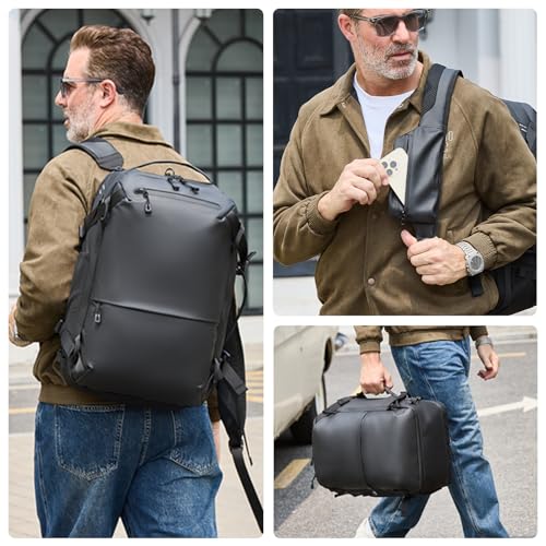 SWICKY Travel Backpack for Men, 40L Carry on Luggage Laptop Backpack Bag Airline Approved, Water-Resistant Business Commuter Backpack Fits 17.3 Inch Laptop - color: Black(82508-fits 17.3 Inch Laptop)