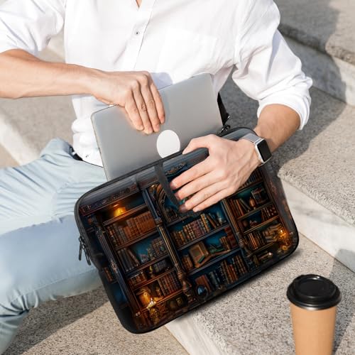 14 15 15.4 15.6 inch Laptop Handle Bag Computer Bag, Pouch Holder Notebook Sleeve Cover Soft Case Compatible for Dell,Lenovo,Toshiba HP, Asus Notebook-Library Bookshelf - color: Library Bookshelf