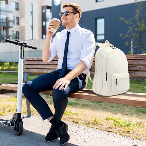 GAEKEAO Everyday Backpack for Women Men, Lightweight Casual Bookbag Travel Backpack for Work College Commute Beige - color: C02 Beige