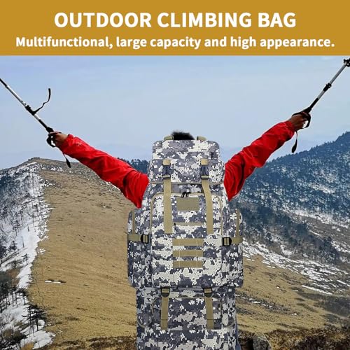 Hiking Backpack, 100L Large Camping Backpack, Expandable Waterproof MOLLE Rucksack, Outdoor Sport Travel Daypack Military Tactical Back pack for Men Women (Camouflage) - color: 100l Camo