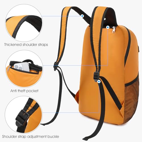 15L Lightweight Hiking Backpack Small,Waterproof Hiking Daypack,Foldable Backpack for Travel,Ultralight Daypack - color: Nylon Yellow