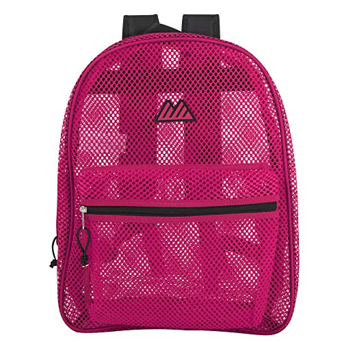 Summit Ridge Mesh Backpacks for Kids, Adults, School, Beach, and Travel, Colorful Transparent Mesh Backpacks with Padded Straps Large - color: Pink