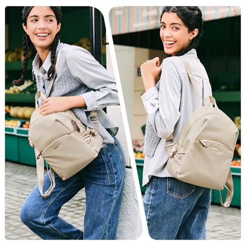 GOLF SUPAGS Stylish Laptop Backpack Purse for Women Girls Casual Travel Daypack Mini Backpack Handbag Nylon Bookbag - color: Apricot