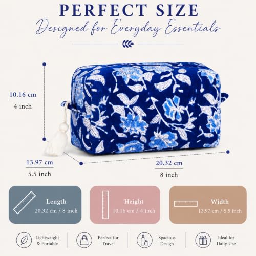 Huar Travel Makeup Bag- Large Capacity Cosmetic Bags for Women - color: Velvet Blue