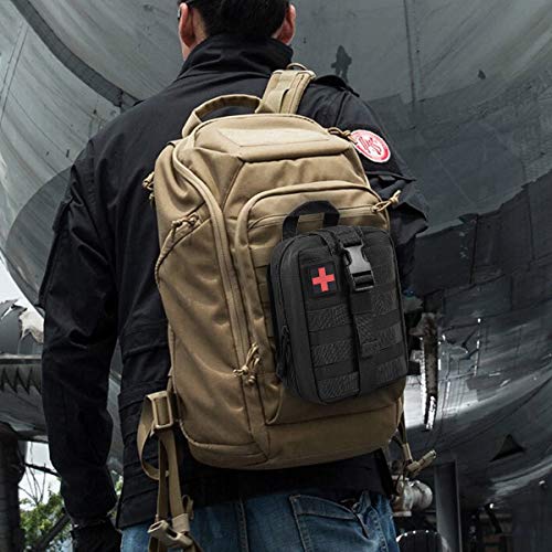 First Aid Pouch 1000D Nylon Tactical Molle Tear Away Medical Pouch Empty Utility Pouch for Outdoor Activities Medical Supplies Camping Hiking Travel,Bag Only - color: Black
