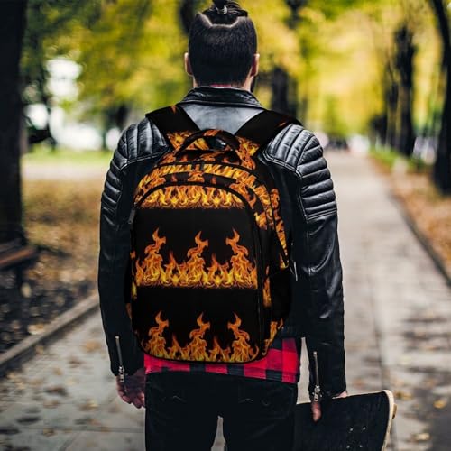 Water Resistant Travel Daypack Fire, Lightweight Laptop Backpack with Water Bottle Pockets for Men Women College Work - color: Pattern (349)