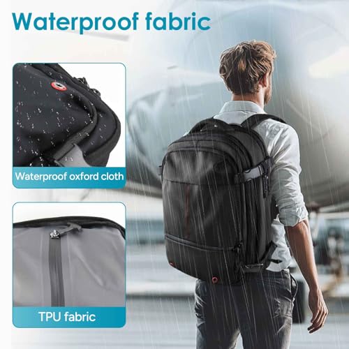 travel inspira Backpack for Travel, 60L Expandable Vacuum Backpack with Electric Vacuum Pump, Water-Resistant & TSA Anti-Theft for Airplane Vacuum Seal Compression Air-Seal Bag for Travel - color: Black