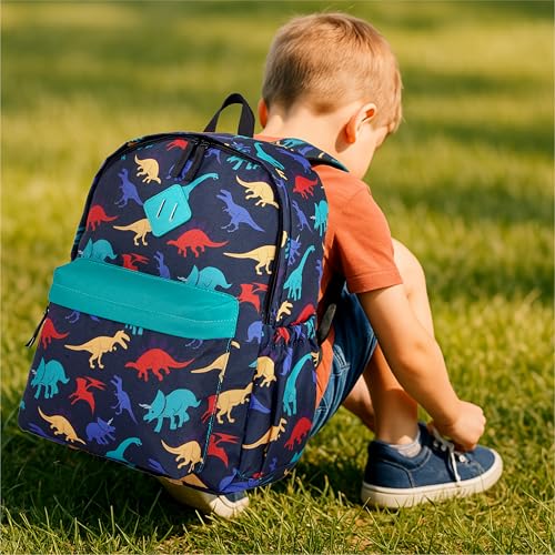 KK CRAFTS Preschool Backpack Kindergarten Little Kids Toddler Elementary School Backpacks for Boys and Girls with Chest Strap(15Inch, Dark Blue Dinosaur) - color: Dark Blue Dinosaur, size: 15inches